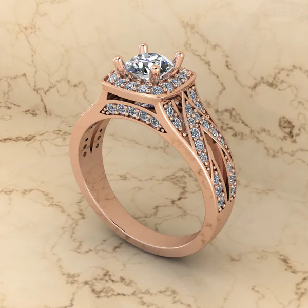 Round Cut Moissanite Halo Diamond Vintage Engagement Ring, Moissanite Wedding Ring, Silver Moissanite Diamond Women Ring, Proposal Gold Ring For Her