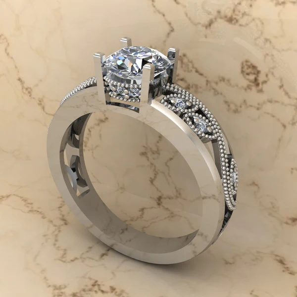 Round Moissanite Solitaire Diamond Vintage Engagement Ring, Moissanite Wedding Ring, Silver Moissanite Diamond Women Ring, Proposal Gold Ring For Her