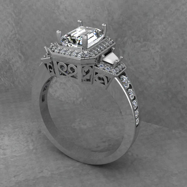 04_38e10c67-cc0c-428f-ae22-f188400196cf_600x600 Emerald Cut Moissanite Halo Diamond Vintage Engagement Ring, Moissanite Wedding Ring, Silver Moissanite Diamond Women Ring, Proposal Gold Ring For Her