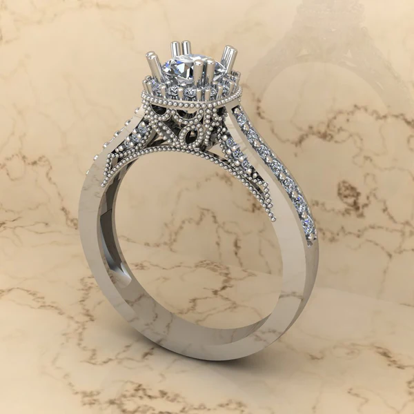 Round Moissanite Halo Diamond Vintage Engagement Ring, Moissanite Wedding Ring, Silver Moissanite Diamond Women Ring, Proposal Gold Ring For Her