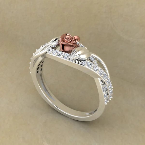 Round Moissanite Diamond Rose Shape Engagement Ring, Moissanite Diamond Engagement Ring, Sterling Silver Wedding Ring For Bridal, Solid Gold Anniversary Ring Gift For Her