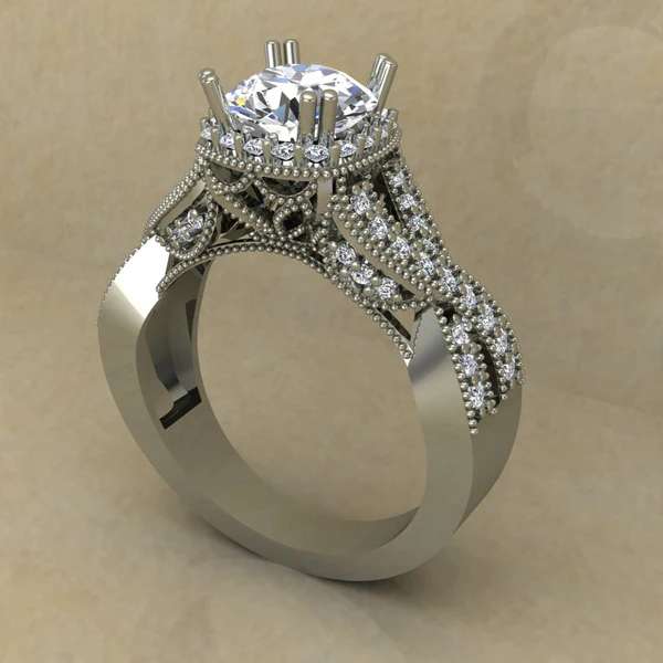 Round Cut Moissanite Halo Diamond Vintage Engagement Ring, Moissanite Wedding Ring, Silver Moissanite Diamond Women Ring, Proposal Gold Ring For Her