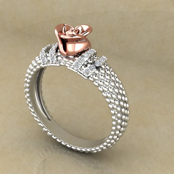 Round Moissanite Diamond Rose Shape Engagement Ring, Moissanite Diamond Engagement Ring, Sterling Silver Wedding Ring For Bridal, Solid Gold Anniversary Ring Gift For Her