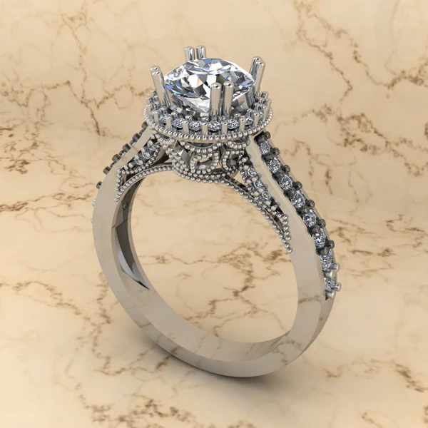 04_568ee397-3404-4440-8dad-4347aa9d0d99_600x600 Round Moissanite Halo Diamond Vintage Engagement Ring, Moissanite Wedding Ring, Silver Moissanite Diamond Women Ring, Proposal Gold Ring For Her