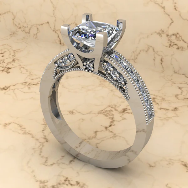 Princess Moissanite Solitaire Diamond Vintage Engagement Ring, Moissanite Wedding Ring, Silver Moissanite Diamond Women Ring, Proposal Gold Ring For Her