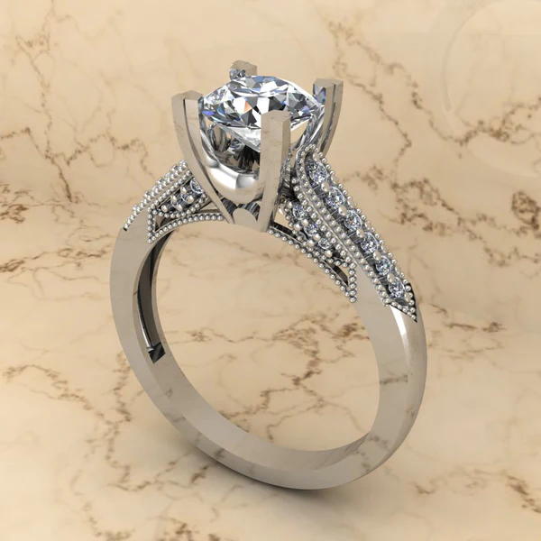 Round Moissanite Solitaire Diamond Vintage Engagement Ring, Moissanite Wedding Ring, Silver Moissanite Diamond Women Ring, Proposal Gold Ring For Her