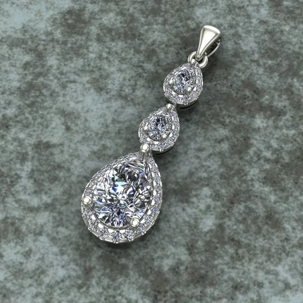 Pear & Round Diamond Sterling Silver Solitaire Women Pendant, Moissanite Diamond Pendant, Moissanite Women Pendant, Anniversary Gift Pendant, Engagement Gift Women Pendant