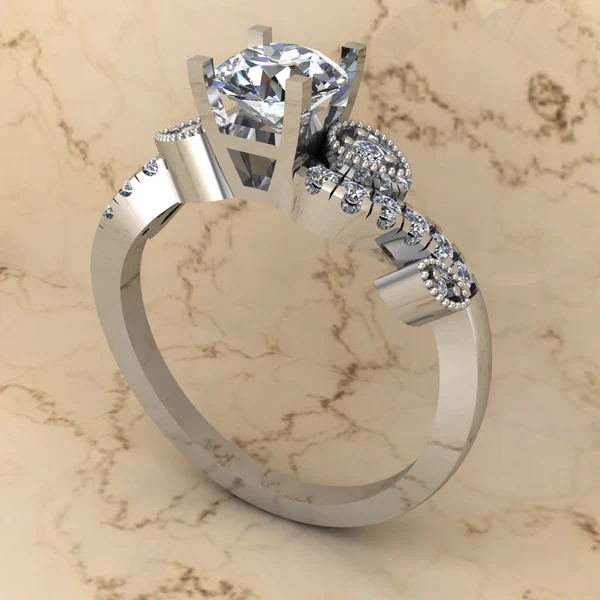 Round Moissanite Solitaire Diamond Vintage Engagement Ring, Moissanite Wedding Ring, Silver Moissanite Diamond Women Ring, Proposal Gold Ring For Her