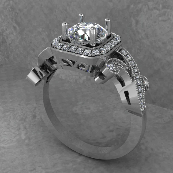 Round Moissanite Halo Diamond Vintage Engagement Ring, Moissanite Wedding Ring, Silver Moissanite Diamond Women Ring, Proposal Gold Ring For Her