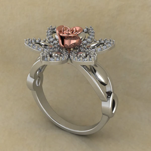 Round Moissanite Diamond Rose Shape Engagement Ring, Moissanite Diamond Engagement Ring, Sterling Silver Wedding Ring For Bridal, Solid Gold Anniversary Ring Gift For Her