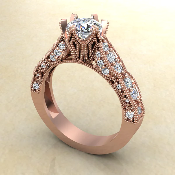 Round Cut Moissanite Solitaire Diamond Vintage Engagement Ring, Moissanite Wedding Ring, Silver Moissanite Diamond Women Ring, Proposal Gold Ring For Her