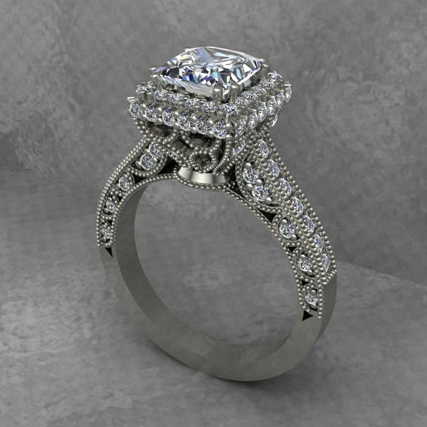 Princess Cut Moissanite Hidden Halo Diamond Vintage Engagement Ring, Moissanite Wedding Ring, Silver Moissanite Diamond Women Ring, Proposal Gold Ring For Her