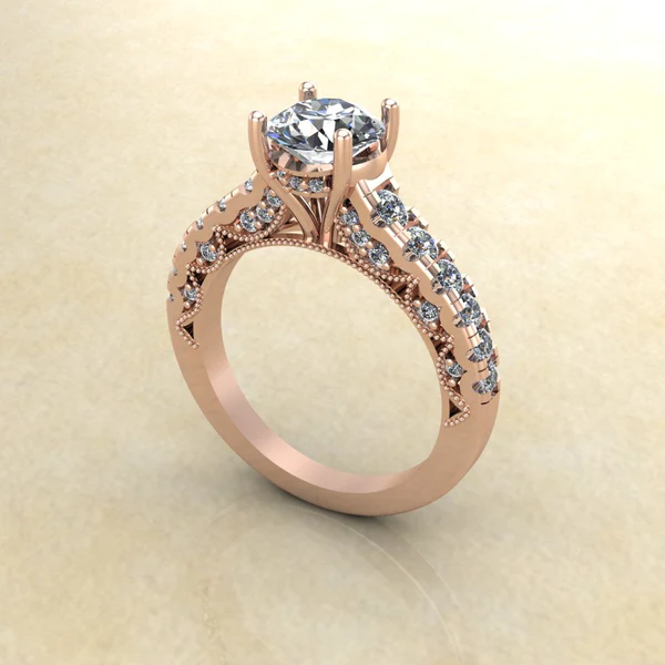 Round Cut Moissanite Solitaire Diamond Vintage Engagement Ring, Moissanite Wedding Ring, Silver Moissanite Diamond Women Ring, Proposal Gold Ring For Her