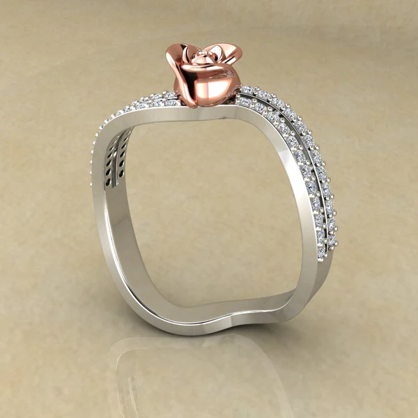 Round Moissanite Diamond Rose Shape Engagement Ring, Moissanite Diamond Engagement Ring, Sterling Silver Wedding Ring For Bridal, Solid Gold Anniversary Ring Gift For Her