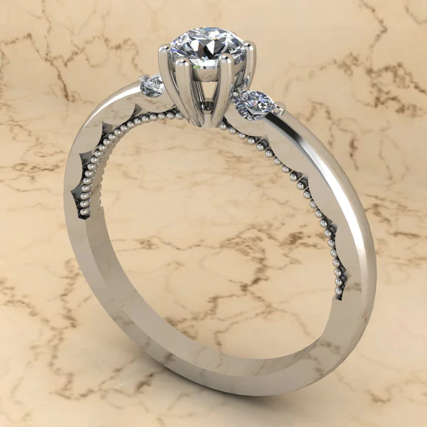 Round Moissanite Solitaire Diamond Vintage Engagement Ring, Moissanite Wedding Ring, Silver Moissanite Diamond Women Ring, Proposal Gold Ring For Her