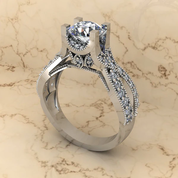 Round Moissanite Solitaire Diamond Vintage Engagement Ring, Moissanite Wedding Ring, Silver Moissanite Diamond Women Ring, Proposal Gold Ring For Her