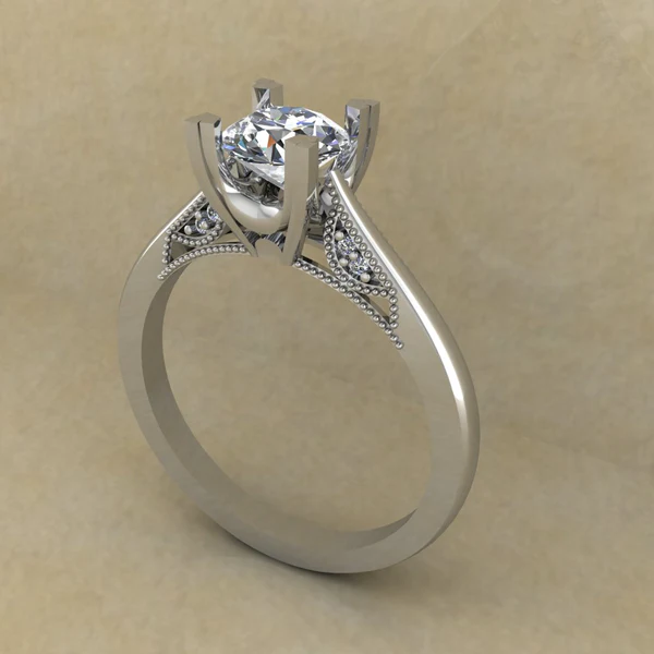 Round Cut Moissanite Solitaire Diamond Vintage Engagement Ring, Moissanite Wedding Ring, Silver Moissanite Diamond Women Ring, Proposal Gold Ring For Her