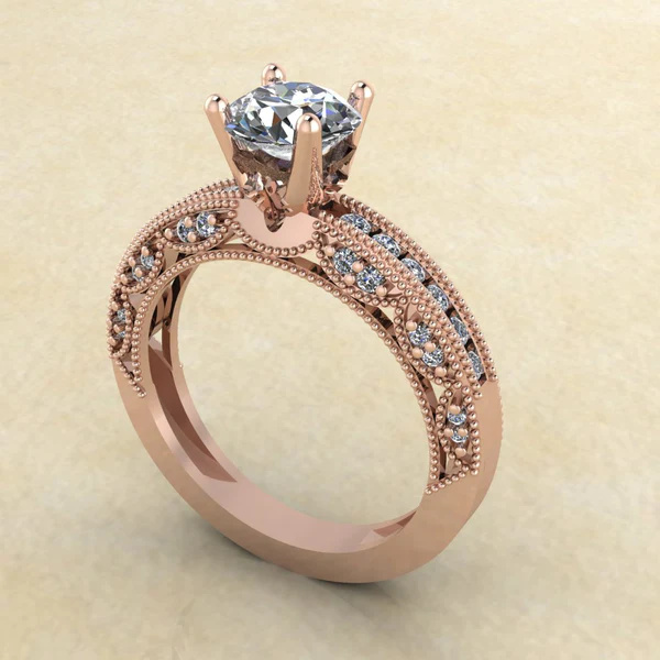 Round Cut Moissanite Solitaire Diamond Vintage Engagement Ring, Moissanite Wedding Ring, Silver Moissanite Diamond Women Ring, Proposal Gold Ring For Her