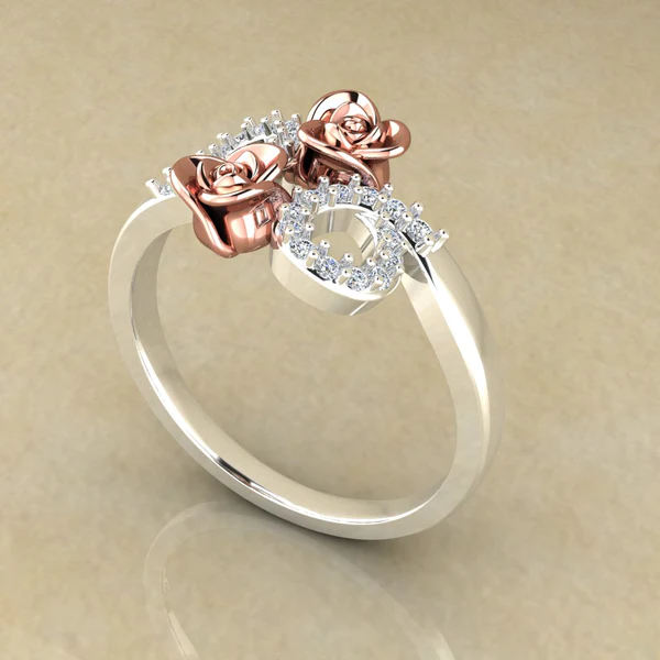 Round Moissanite Diamond Rose Shape Engagement Ring, Moissanite Diamond Engagement Ring, Sterling Silver Wedding Ring For Bridal, Solid Gold Anniversary Ring Gift For Her