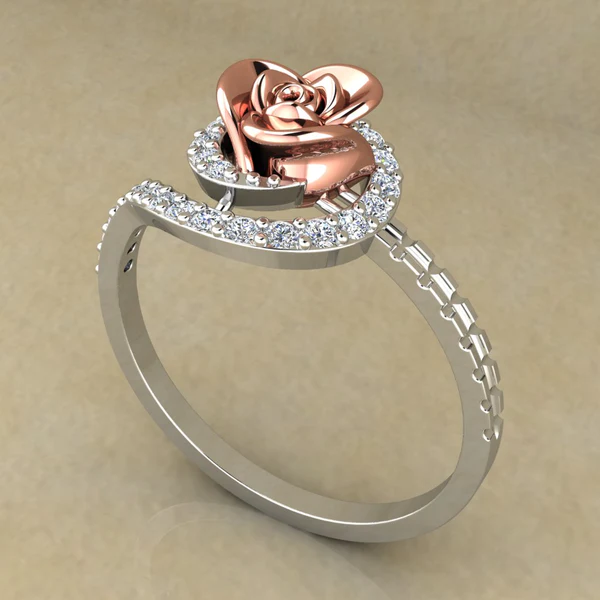 Round Moissanite Diamond Rose Shape Engagement Ring, Moissanite Diamond Engagement Ring, Sterling Silver Wedding Ring For Bridal, Solid Gold Anniversary Ring Gift For Her