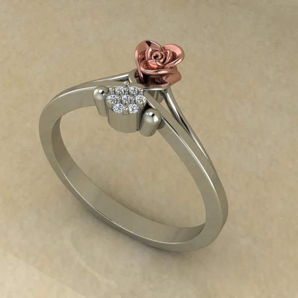 Round Moissanite Diamond Rose Shape Engagement Ring, Moissanite Diamond Engagement Ring, Sterling Silver Wedding Ring For Bridal, Solid Gold Anniversary Ring Gift For Her