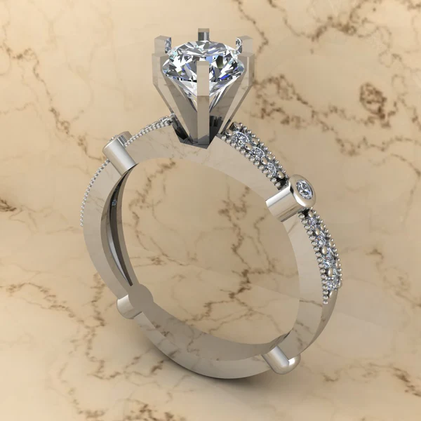 Round Moissanite Solitaire Diamond Vintage Engagement Ring, Moissanite Wedding Ring, Silver Moissanite Diamond Women Ring, Proposal Gold Ring For Her