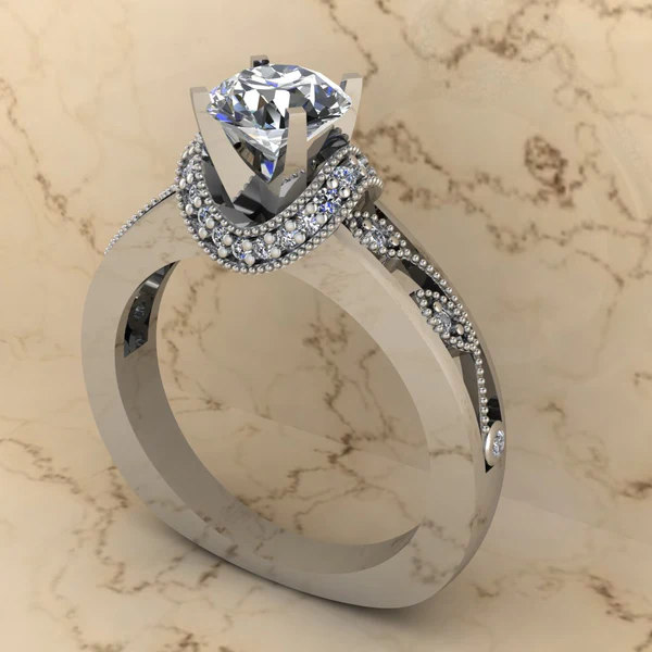 Round Moissanite Solitaire Diamond Vintage Engagement Ring, Moissanite Wedding Ring, Silver Moissanite Diamond Women Ring, Proposal Gold Ring For Her