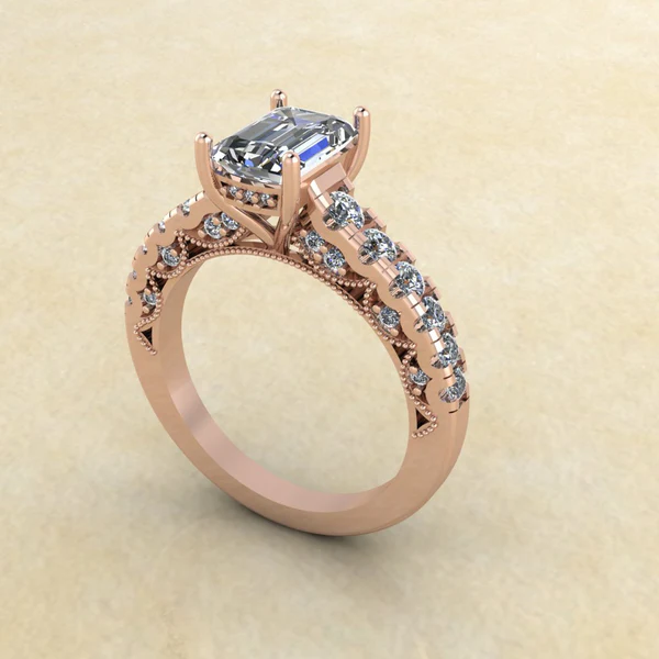 Emerald Cut Moissanite Solitaire Diamond Vintage Engagement Ring, Moissanite Wedding Ring, Silver Moissanite Diamond Women Ring, Proposal Gold Ring For Her