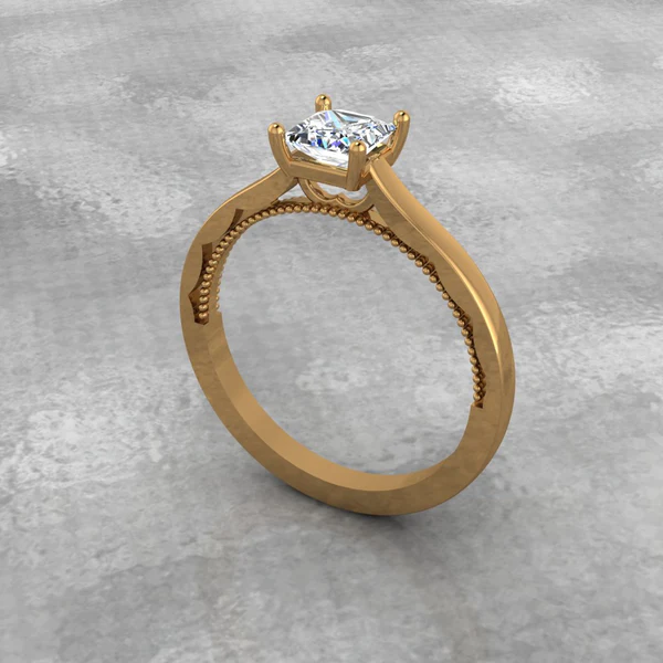 Princess Moissanite Solitaire Diamond Vintage Engagement Ring, Moissanite Wedding Ring, Silver Moissanite Diamond Women Ring, Proposal Gold Ring For Her
