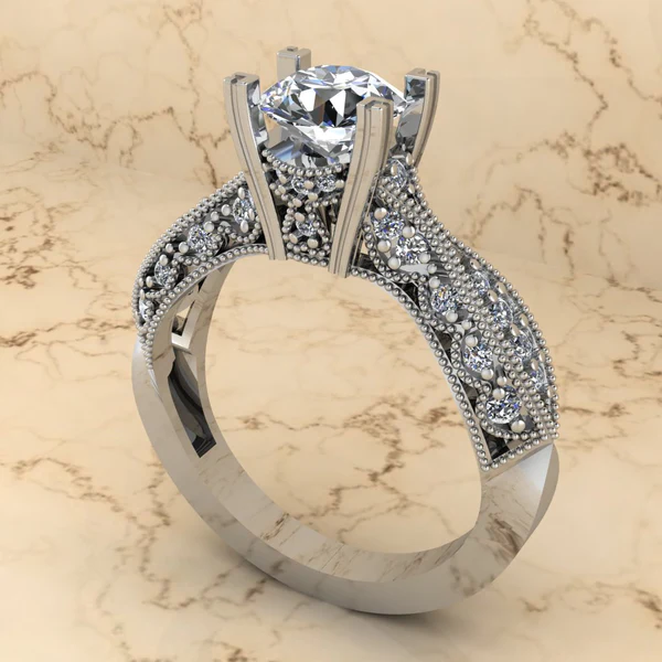 Round Moissanite Solitaire Diamond Vintage Engagement Ring, Moissanite Wedding Ring, Silver Moissanite Diamond Women Ring, Proposal Gold Ring For Her