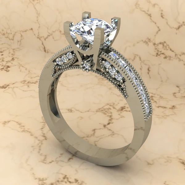 Round Moissanite Solitaire Diamond Vintage Engagement Ring, Moissanite Wedding Ring, Silver Moissanite Diamond Women Ring, Proposal Gold Ring For Her