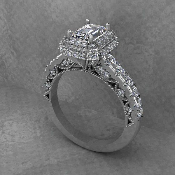 04_a69f2347-7f25-4469-a15d-77be1ce26cde_600x600 Emerald Cut Moissanite Halo Diamond Vintage Engagement Ring, Moissanite Wedding Ring, Silver Moissanite Diamond Women Ring, Proposal Gold Ring For Her