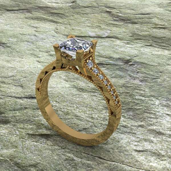 Princess Cut Moissanite Solitaire Diamond Vintage Engagement Ring, Moissanite Wedding Ring, Silver Moissanite Diamond Women Ring, Proposal Gold Ring For Her