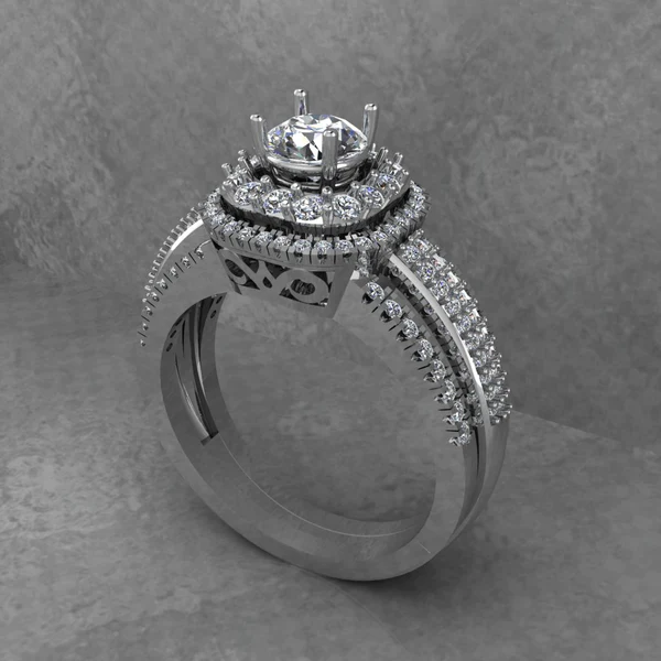 Round Cut Moissanite Double Halo Diamond Vintage Engagement Ring, Moissanite Wedding Ring, Silver Moissanite Diamond Women Ring, Proposal Gold Ring For Her