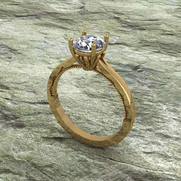 Round Cut Moissanite Solitaire Diamond Vintage Engagement Ring, Moissanite Wedding Ring, Silver Moissanite Diamond Women Ring, Proposal Gold Ring For Her