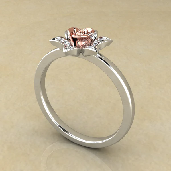 Round Moissanite Diamond Rose Shape Engagement Ring, Moissanite Diamond Engagement Ring, Sterling Silver Wedding Ring For Bridal, Solid Gold Anniversary Ring Gift For Her