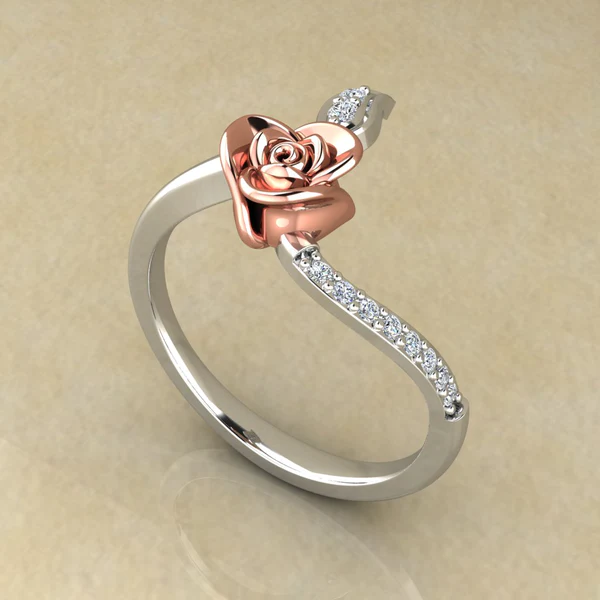 Round Moissanite Diamond Rose Shape Engagement Ring, Moissanite Diamond Engagement Ring, Sterling Silver Wedding Ring For Bridal, Solid Gold Anniversary Ring Gift For Her