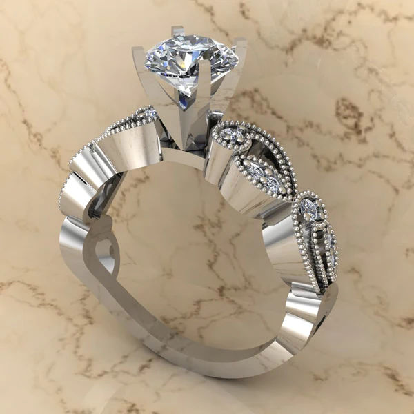 Round Moissanite Solitaire Diamond Vintage Engagement Ring, Moissanite Wedding Ring, Silver Moissanite Diamond Women Ring, Proposal Gold Ring For Her