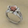 04_be02be15-6320-4e0a-9f7b-ae80351fb076_600x600 Round Moissanite Diamond Rose Shape Engagement Ring, Moissanite Diamond Engagement Ring, Sterling Silver Wedding Ring For Bridal, Solid Gold Anniversary Ring Gift For Her