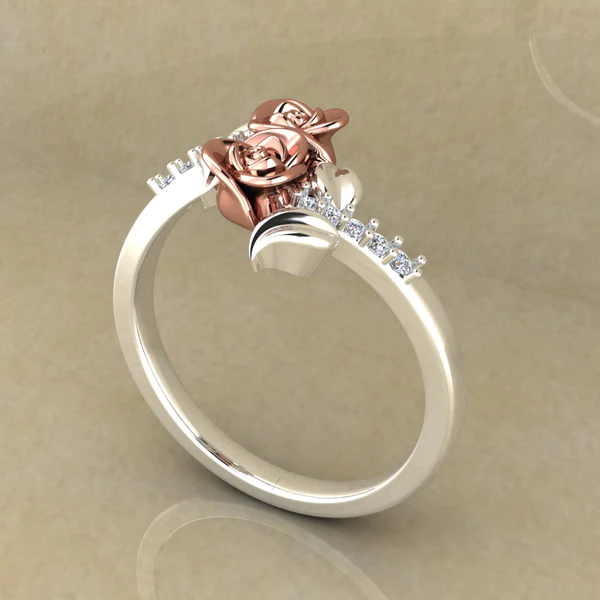 Round Moissanite Diamond Rose Shape Engagement Ring, Moissanite Diamond Engagement Ring, Sterling Silver Wedding Ring For Bridal, Solid Gold Anniversary Ring Gift For Her