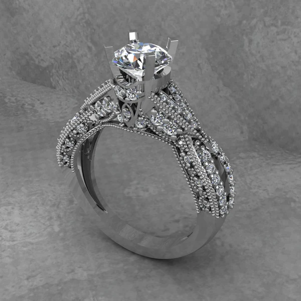 Round Cut Moissanite Solitaire Diamond Vintage Engagement Ring, Moissanite Wedding Ring, Silver Moissanite Diamond Women Ring, Proposal Gold Ring For Her