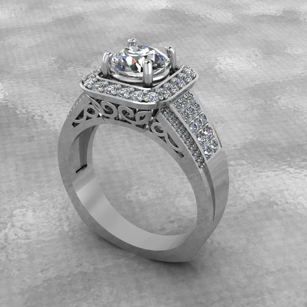 Round Moissanite Halo Diamond Vintage Engagement Ring, Moissanite Wedding Ring, Silver Moissanite Diamond Women Ring, Proposal Gold Ring For Her