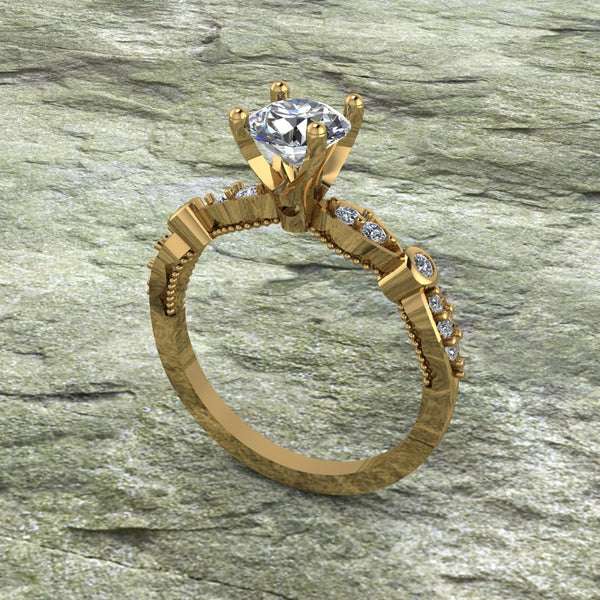 Round Cut Moissanite Solitaire Diamond Vintage Engagement Ring, Moissanite Wedding Ring, Silver Moissanite Diamond Women Ring, Proposal Gold Ring For Her