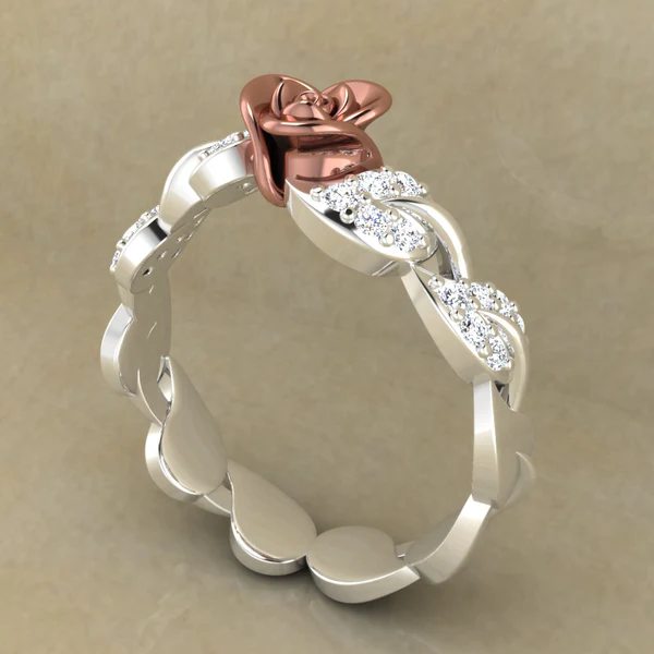 Round Moissanite Diamond Rose Shape Engagement Ring, Moissanite Diamond Engagement Ring, Sterling Silver Wedding Ring For Bridal, Solid Gold Anniversary Ring Gift For Her