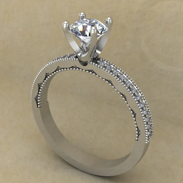 Round Cut Moissanite Solitaire Diamond Vintage Engagement Ring, Moissanite Wedding Ring, Silver Moissanite Diamond Women Ring, Proposal Gold Ring For Her