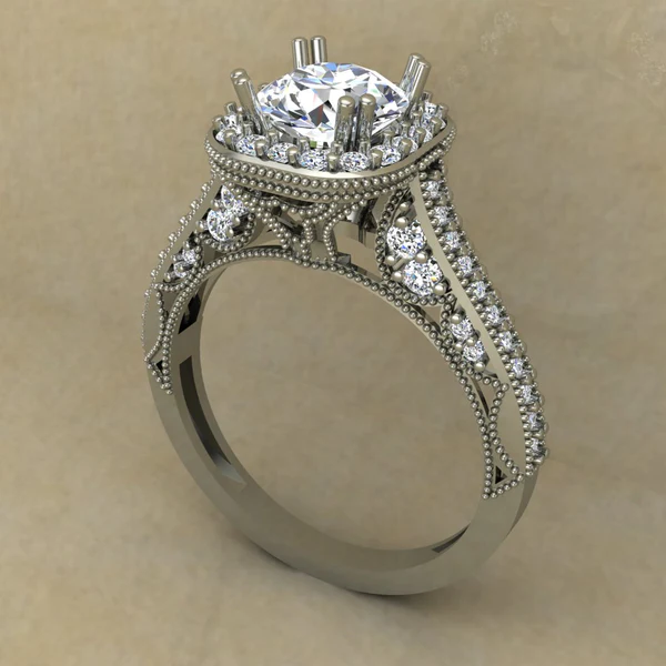 Round Cut Moissanite Halo Diamond Vintage Engagement Ring, Moissanite Wedding Ring, Silver Moissanite Diamond Women Ring, Proposal Gold Ring For Her