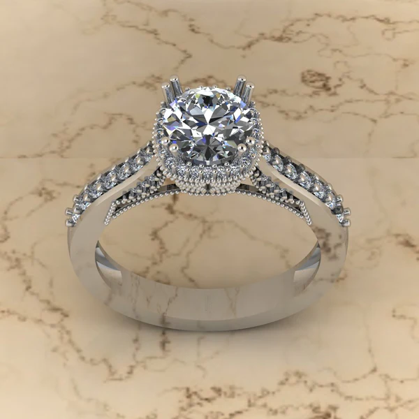 Round Moissanite Halo Diamond Vintage Engagement Ring, Moissanite Wedding Ring, Silver Moissanite Diamond Women Ring, Proposal Gold Ring For Her