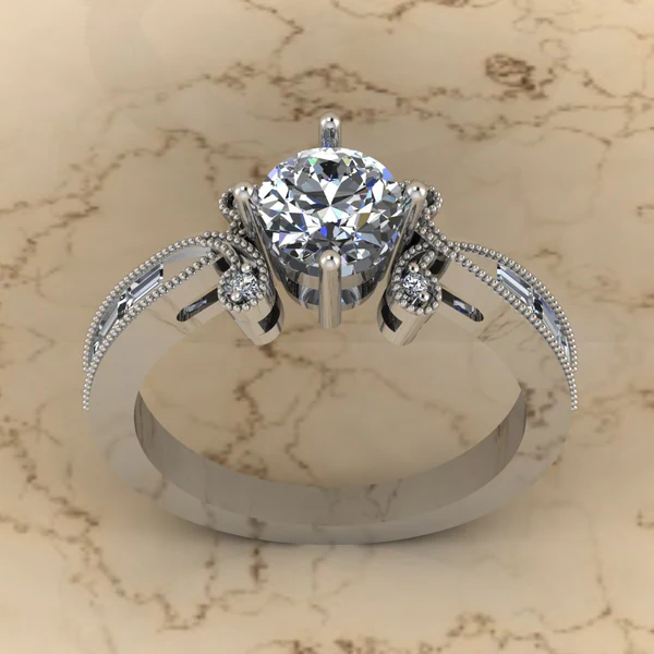 Round Moissanite Solitaire Diamond Vintage Engagement Ring, Moissanite Wedding Ring, Silver Moissanite Diamond Women Ring, Proposal Gold Ring For Her