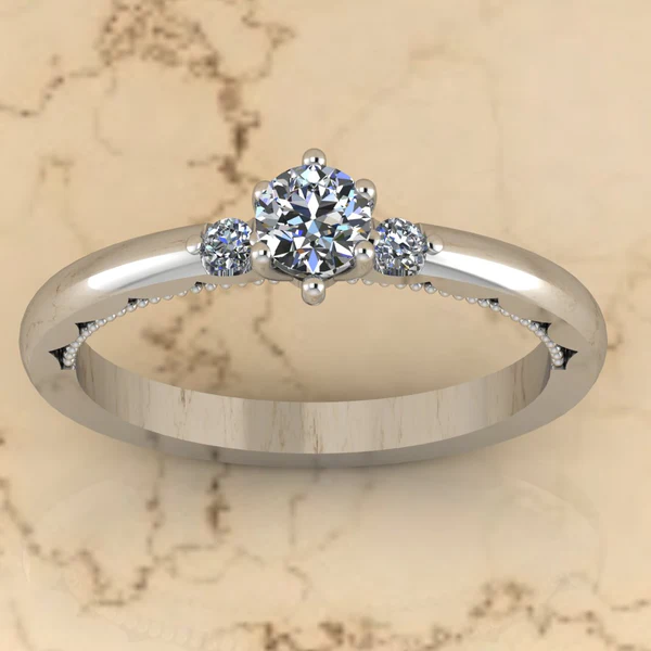 Round Moissanite Solitaire Diamond Vintage Engagement Ring, Moissanite Wedding Ring, Silver Moissanite Diamond Women Ring, Proposal Gold Ring For Her