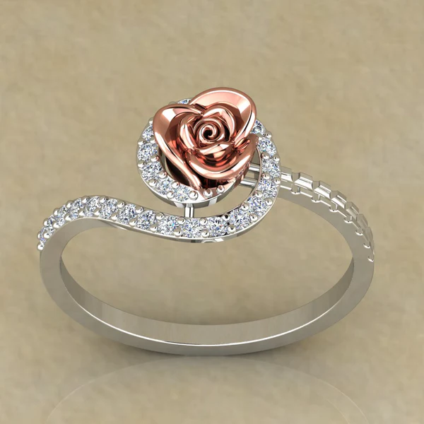 Round Moissanite Diamond Rose Shape Engagement Ring, Moissanite Diamond Engagement Ring, Sterling Silver Wedding Ring For Bridal, Solid Gold Anniversary Ring Gift For Her